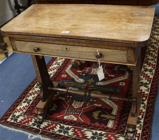 An early Victorian rosewood card table, W.76cm